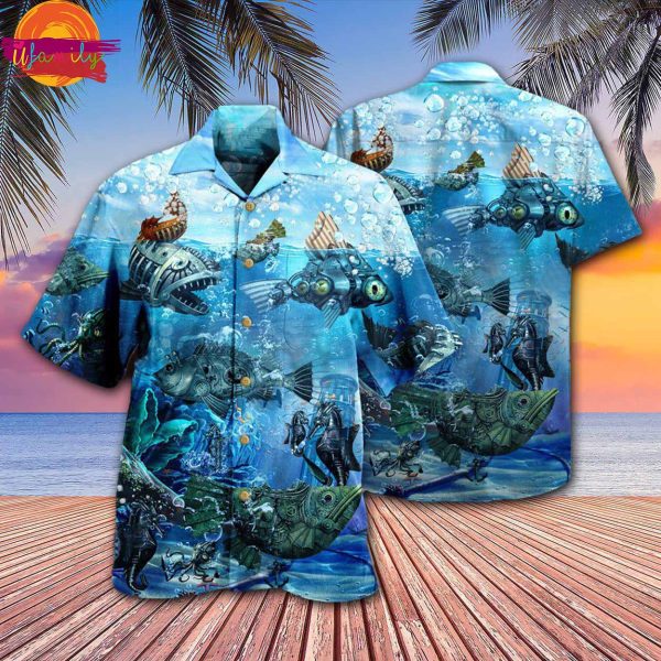 Fishing Ocean Undersea Steampunk Fish Hawaiian Shirt