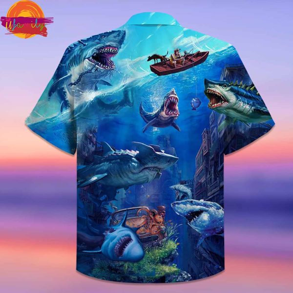 Fishing Shark With Small Ship Limited Hawaiian Shirt