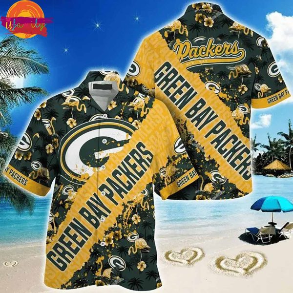 Green Bay Packers Yellow Cover Text Hawaiian Shirt