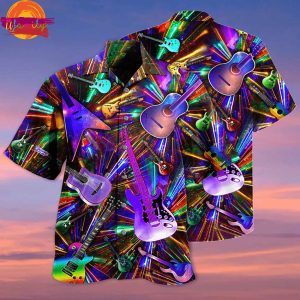 Guitar Neon Color Aloha Hawaiian Shirt Style