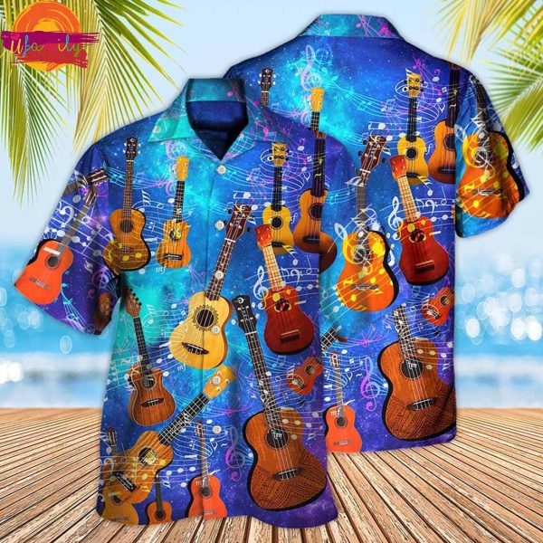 Guitar Ukulele Style Aloha Hawaiian Shirt For Summer