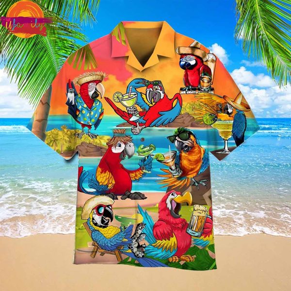 Happy Drinking Parrot Hawaiian Shirt For Men