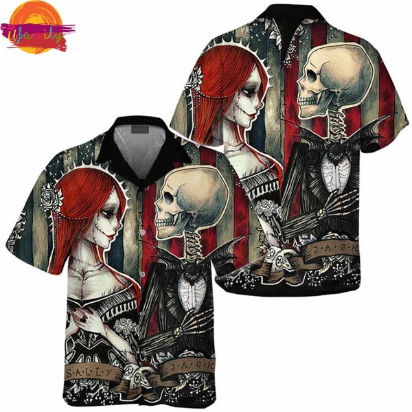 Jack Skellington And Sally Skull Hawaiian Shirt Style