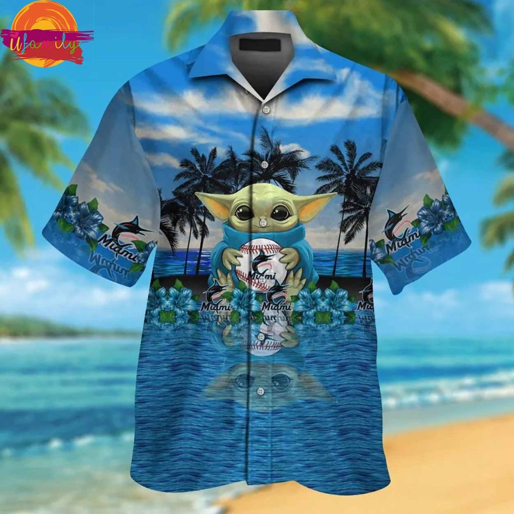 Miami Marlins Baby Yoda Hawaiian Shirt Style