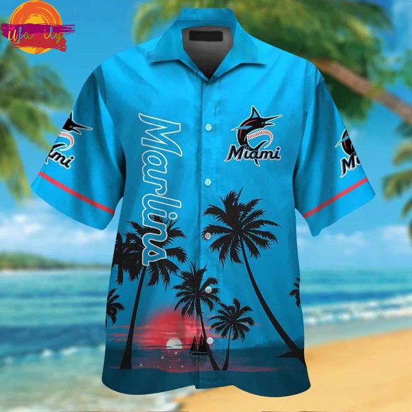 Miami Marlins Sunset Hawaiian Shirt Style