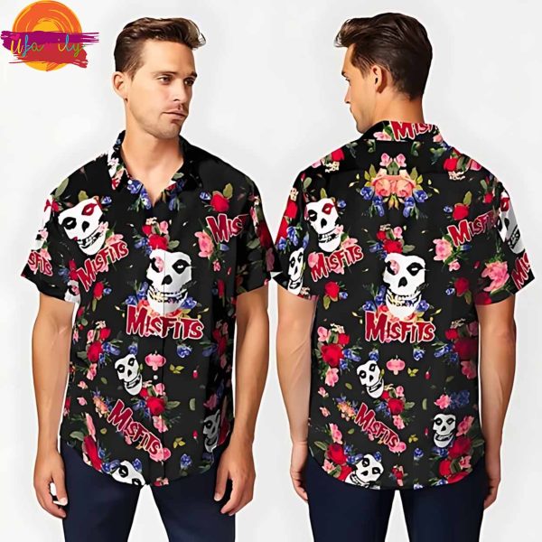 Misfits Skull Flowers Hawaiian Shirt Style