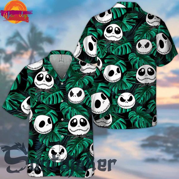 Monstera Leaves Emotional Jack Skellington Hawaiian Shirt Style