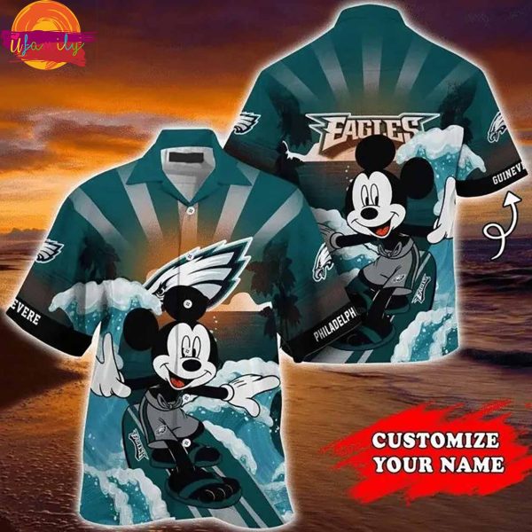 NFL Philadelphia Eagles Custom Name Mickey Mouse Hawaiian Shirt