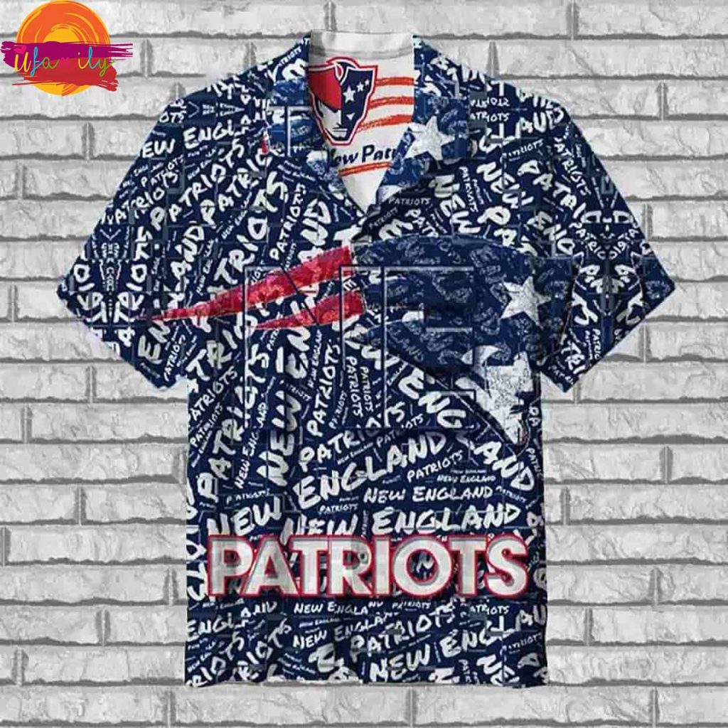 New England Patriots Print Hawaiian Shirt