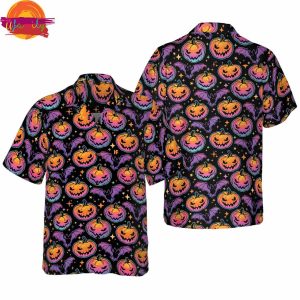 Pumpkin Halloween Bat Hawaiian Shirt Style 1