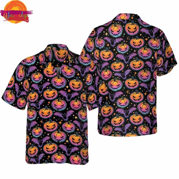 Pumpkin Halloween Bat Hawaiian Shirt Style