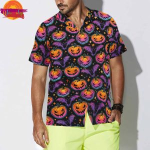 Pumpkin Halloween Bat Hawaiian Shirt Style 2