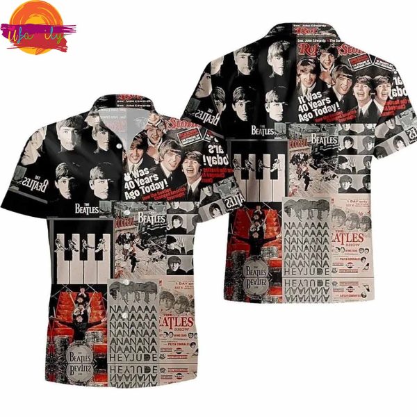 Retro Newspaper The Beatles Hawaiian Shirt Style