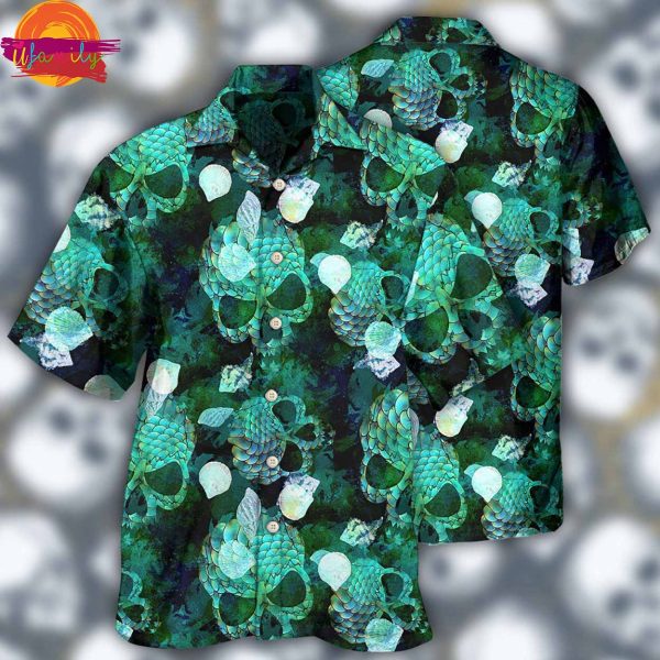 Skull Fish Green Hawaiian Shirt Style