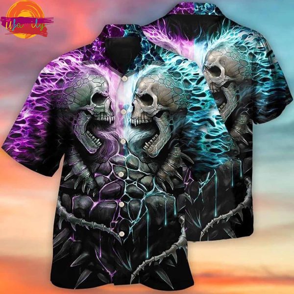 Skull Flaming Hawaiian Shirt Style