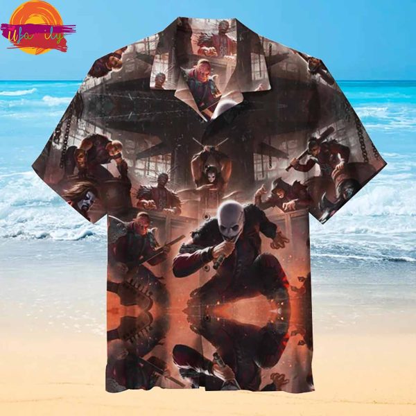 Slipknot Rock Band Action Scene Hawaiian Shirt Style