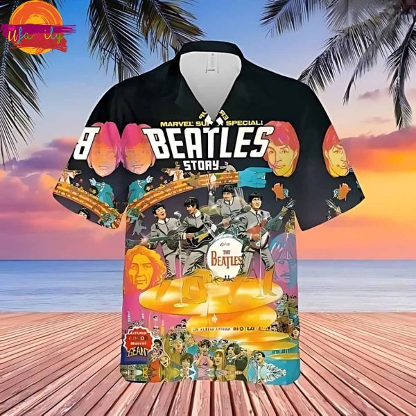 The Beatles Comic Book Story Hawaiian Shirt Style