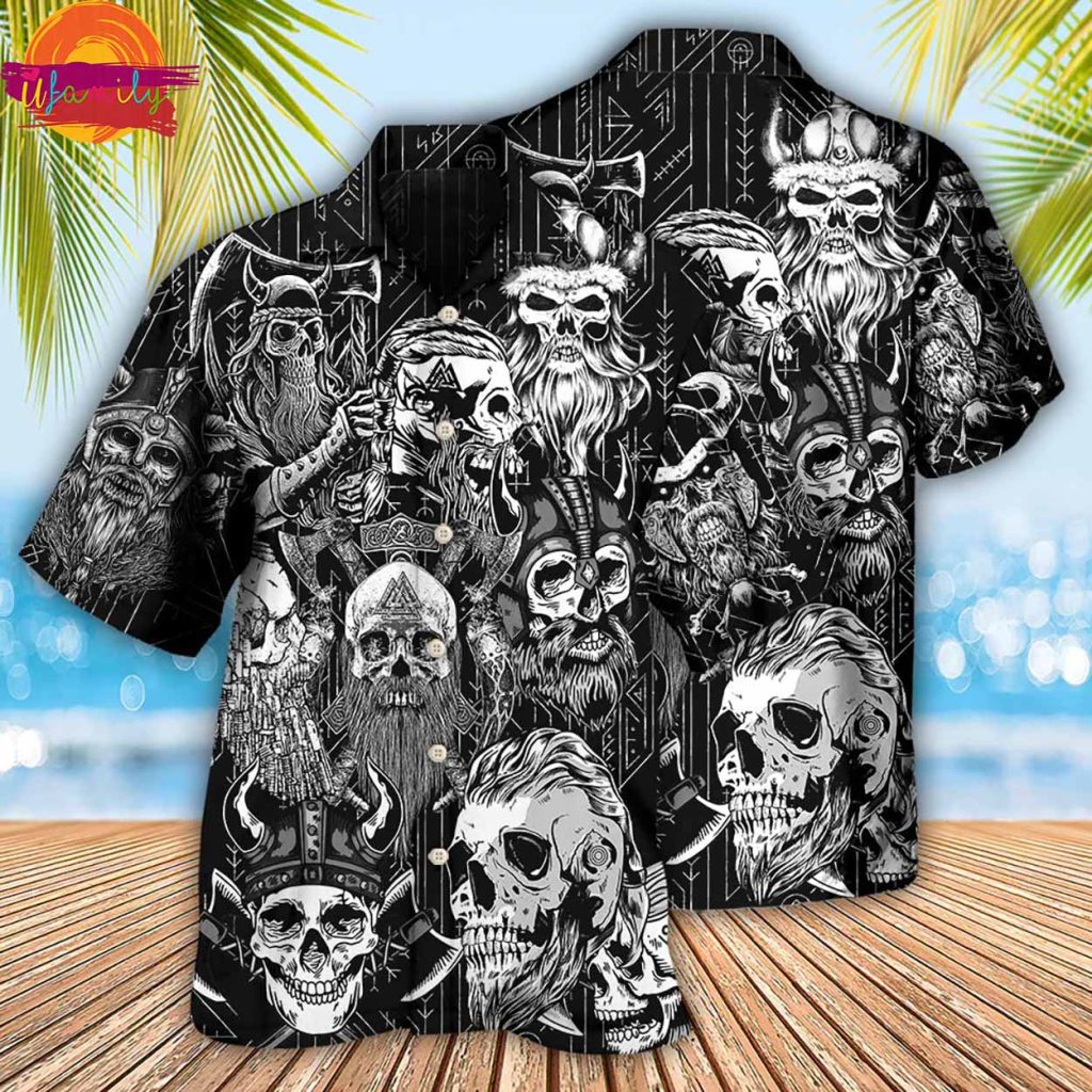 Viking Beard Warrior Skull Hawaiian Shirt Style