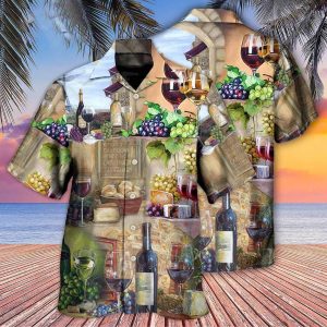 Wine Grape And Cheese Art Hawaiian Shirt Style