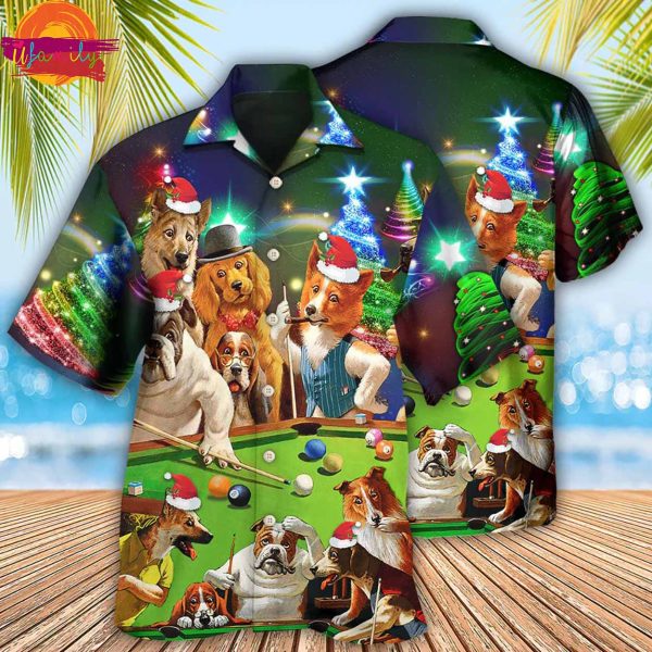 Billiard Vintage Dogs Merry Christmas Hawaiian Style