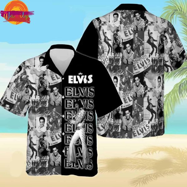 Black And White Elvis Extravaganza Hawaiian Shirt