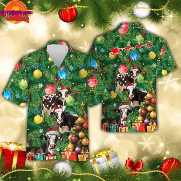 Christmas Friesian Cow Hawaiian Shirt