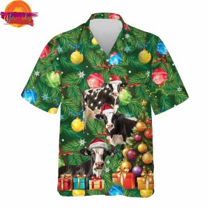 Christmas Friesian Cow Hawaiian Shirt