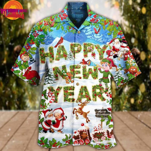 Happy New Year Snow Merry Christmas Hawaiian Shirt Style