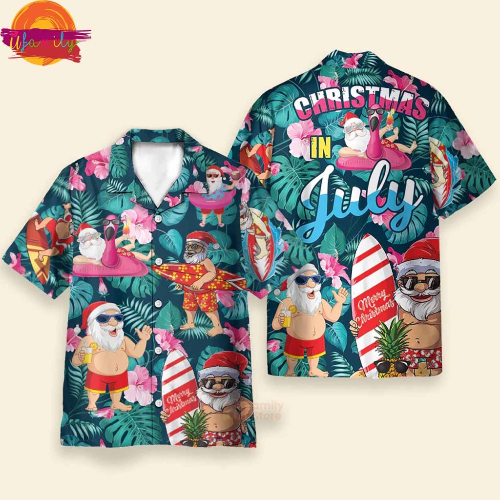 Christmas In July Funny Santa Claus Tropical Hawaiian Shirt Style