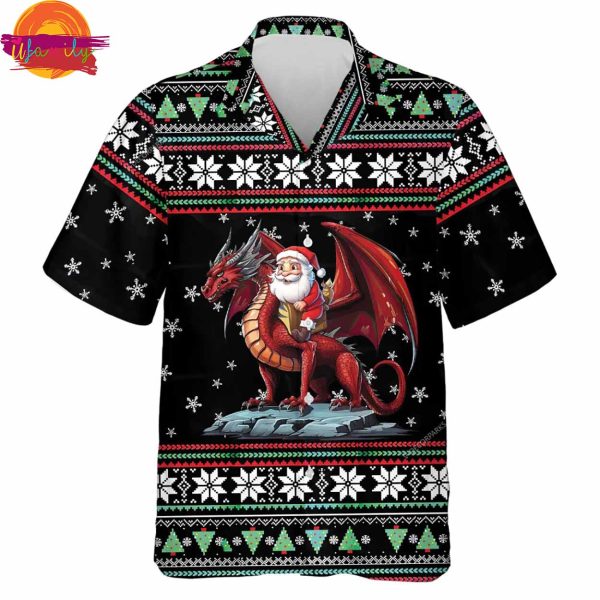 Christmas Ugly Sweater Santa Dragon Hawaiian Shirt