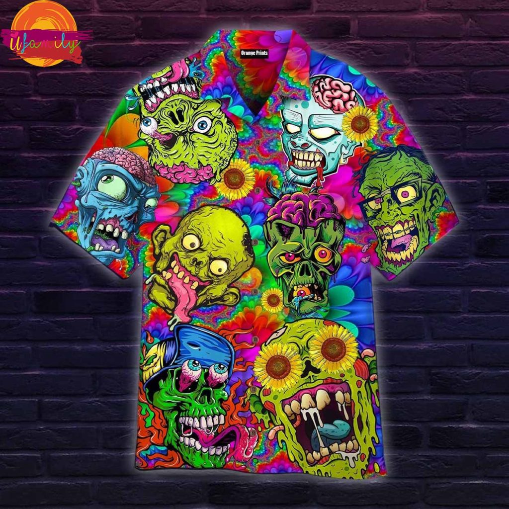 Colorful Zombie Skull Hippie Hawaiian Shirt Style