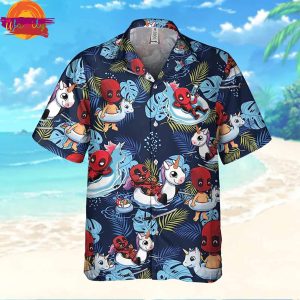 Deadpool Summer Beach Blue Hawaiian Shirt Style 1