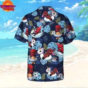 Deadpool Summer Beach Blue Hawaiian Shirt Style 2