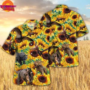 Dinosaur Amidst Sunflowers 3D Hawaiian Shirt Style