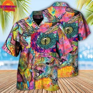 Dinosaur Psychedelic Peers Into Your Soul Hawaiian Shirt Style 1