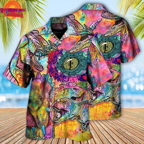 Dinosaur Psychedelic Peers Into Your Soul Hawaiian Shirt Style