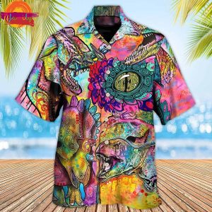 Dinosaur Psychedelic Peers Into Your Soul Hawaiian Shirt Style 2