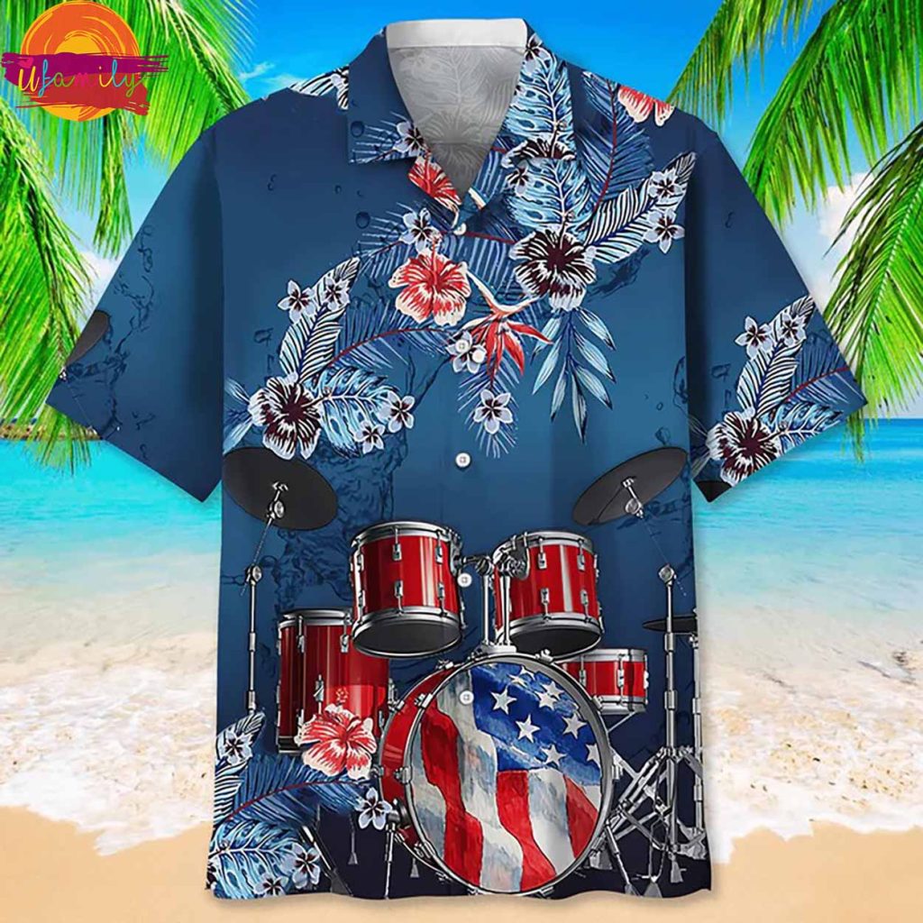 Drum Flag American Hawaiian Shirt For Drummer