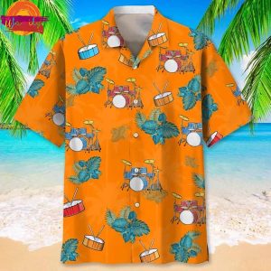 Drum Orange Hawaiian Shirt For Drummer