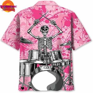 Drum Skull Pink Hawaiian Shirt