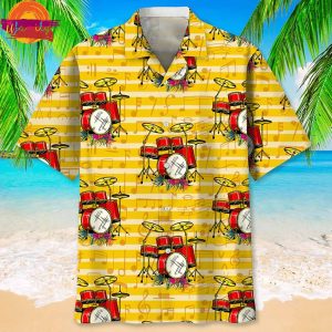 Drum Yellow Hawaiian Shirt For Drummer