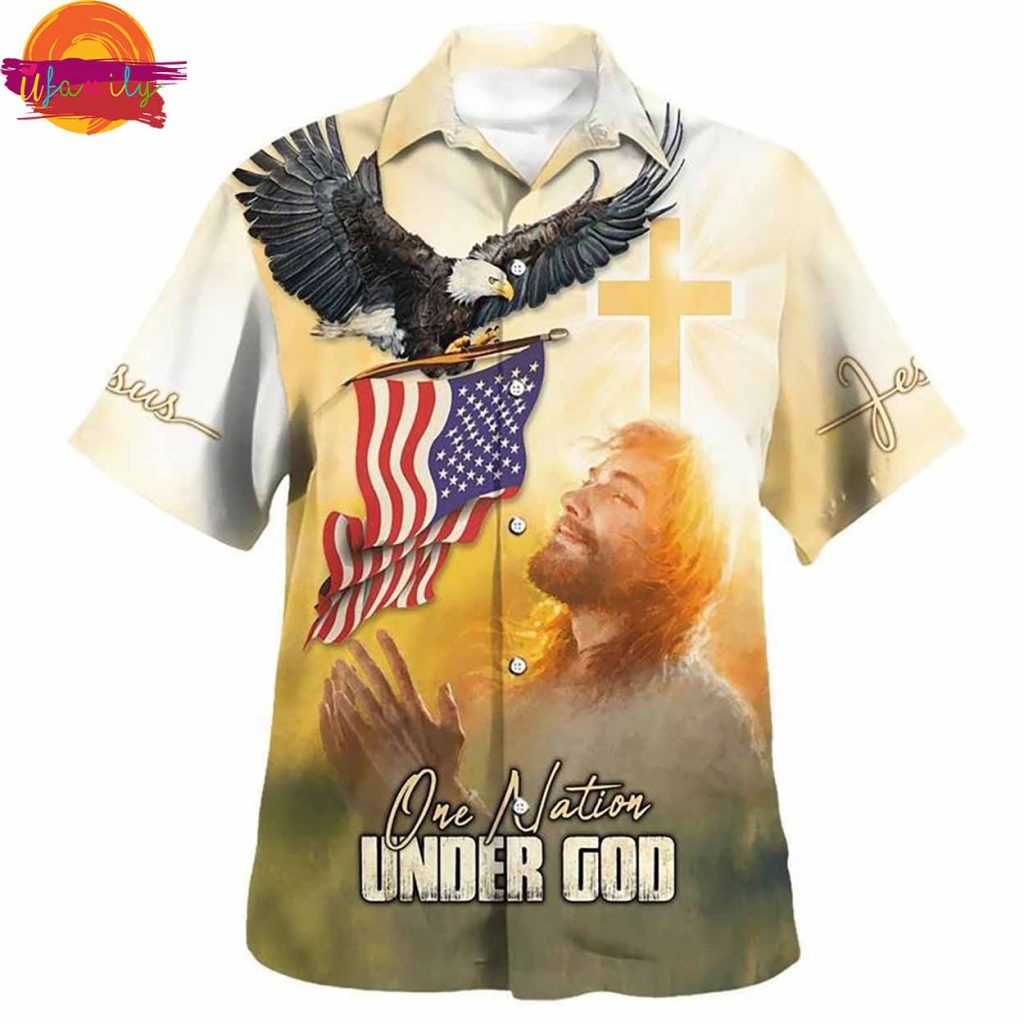 Eagle Jesus America One Nation Under God Hawaiian Shirt Style