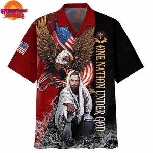 Eagle Jesus Reaching Hand America One Nation Under God Hawaiian Shirt Style 1