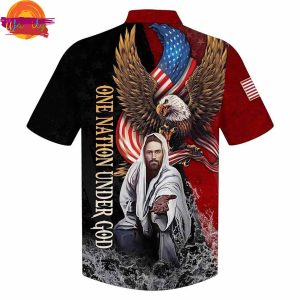 Eagle Jesus Reaching Hand America One Nation Under God Hawaiian Shirt Style 2