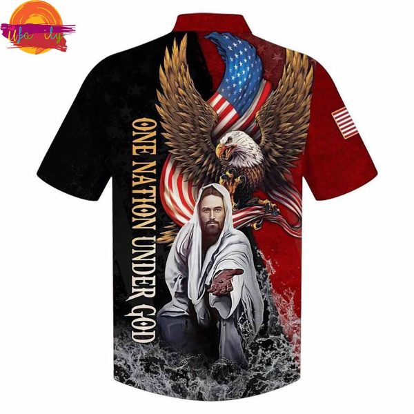 Eagle Jesus Reaching Hand America One Nation Under God Hawaiian Shirt Style