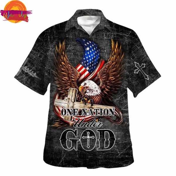 Eagle One Nation Under God Hawaiian Shirts Style For men