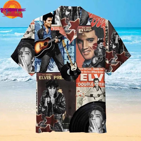 Elvis Presley Album Cover Collage Hawaiian Shirt Style