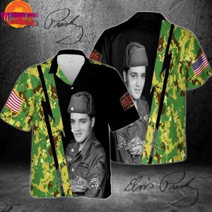 Elvis Presley Army Camo Hawaiian Shirt Style