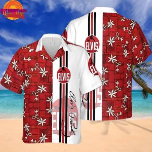 Elvis Presley Red Starburst Aloha Hawaiian Shirt Style