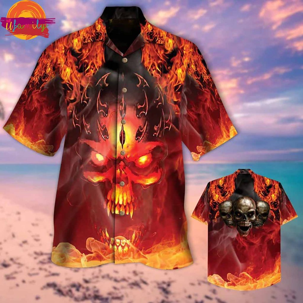 Flame Hell Skull Nice Hawaiian Shirt For Men